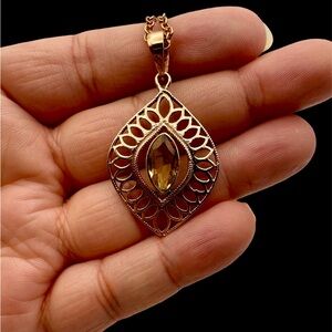 Citrine pendant set in solid copper